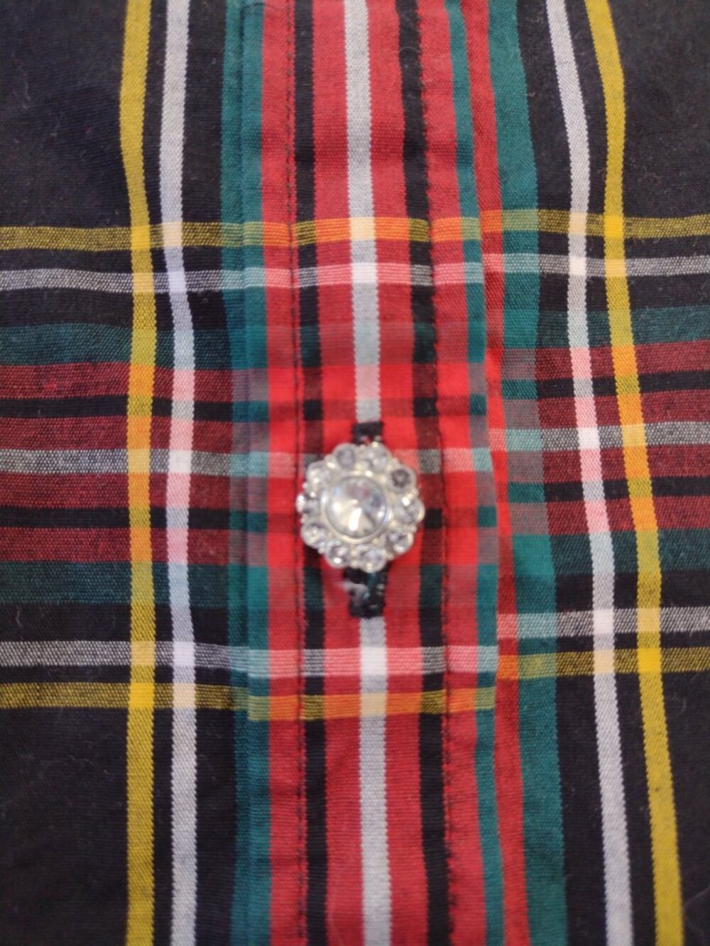 J.Crew Women's Ruffled Neck Button Down Shirt Tartan Plaid Medium Red Black - Picture 3 of 7